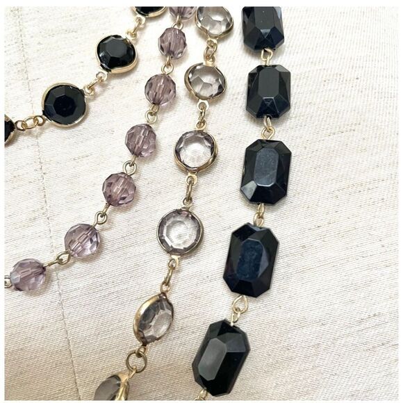 Gold tone multi strand beaded statement necklace - Picture 3 of 12